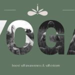 Green background with the letters from the word Yoga cutout with pictures of yoga inside - - Youtube Banner