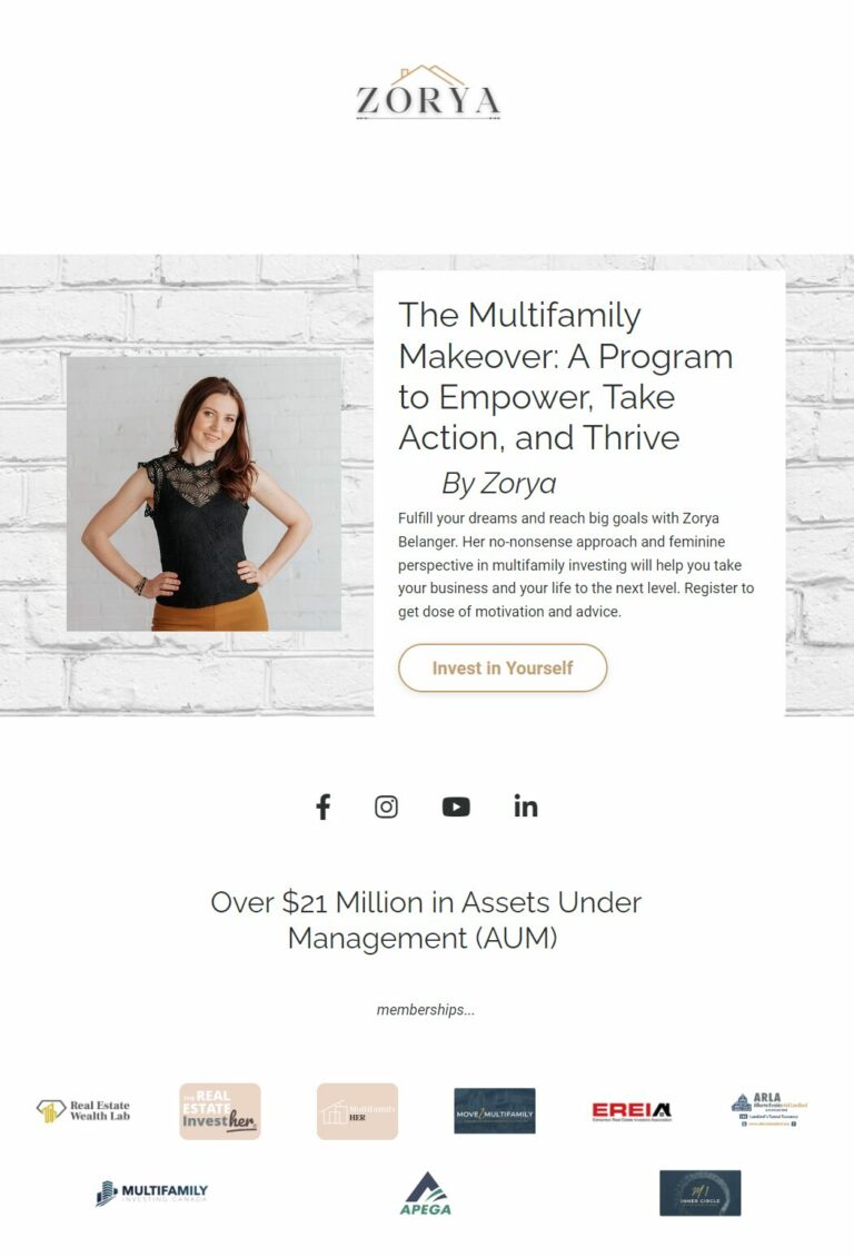 Landing page Zoryabelanger.com